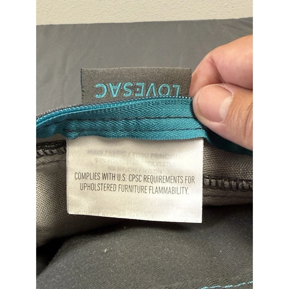 Lovesac Sactional Charcoal Grey Corded Velvet Standard Back Pillow & Cover 35x23